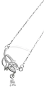 Cadena de acero quirurgico con dije tulipan con cubic y micro pave cristal 40cm + 5cm